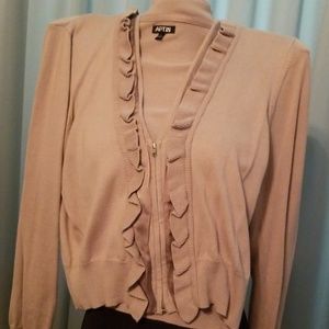 Sweater with satin ruffles